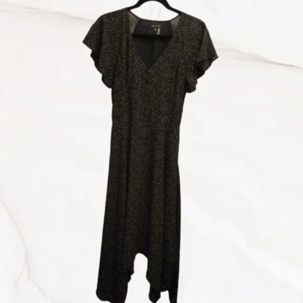 NEW - 1.STATE Black Midi Dress white and red polka dots - 2 US